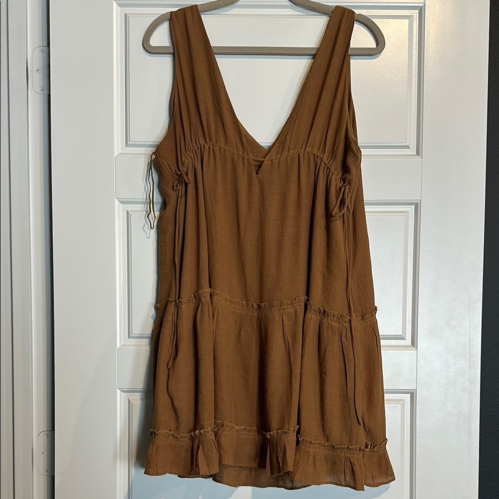 Milk Chocolate Sleeveless Deep V-Neck Dress